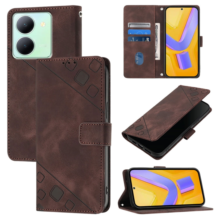 Skin Feel Embossed Leather Phone Case, For vivo Y78 5G / Y78+ 5G Global / V29 Lite, For vivo Y100 5G Global, For vivo V27 5G / V27 Pro 5G Global, For vivo V27e 4G Global / T2 4G Global