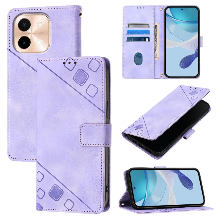 Skin Feel Embossed Leather Phone Case, For vivo Y28 4G, For vivo X100s 5G, For vivo Y38 5G, For vivo V30e 5G Global