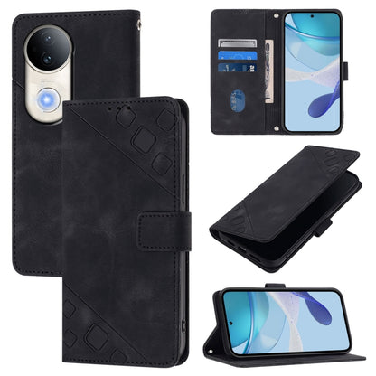 Skin Feel Embossed Leather Phone Case, For vivo Y29S 5G / Y04 4G Global, For vivo Y29 4G Global, For vivo V50 5G Global, For vivo S20 5G