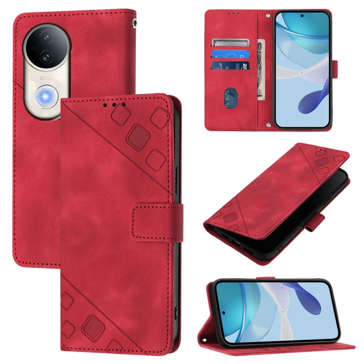 Skin Feel Embossed Leather Phone Case, For vivo Y29S 5G / Y04 4G Global, For vivo Y29 4G Global, For vivo V50 5G Global, For vivo S20 5G