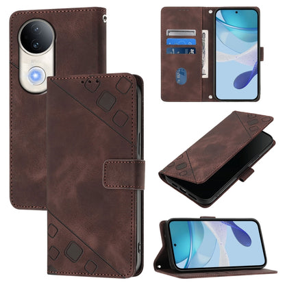 Skin Feel Embossed Leather Phone Case, For vivo Y29S 5G / Y04 4G Global, For vivo Y29 4G Global, For vivo V50 5G Global, For vivo S20 5G