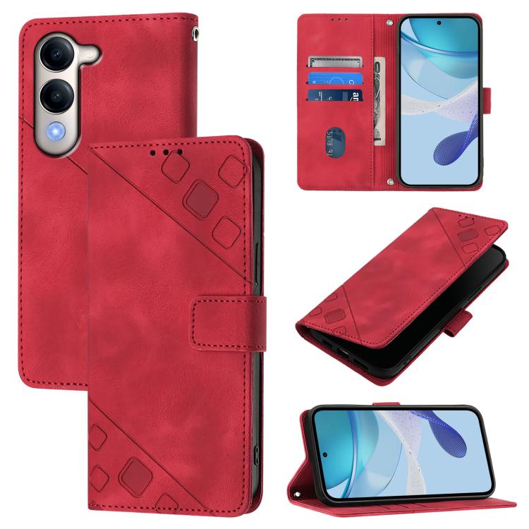 Skin Feel Embossed Leather Phone Case, For vivo Y29S 5G / Y04 4G Global, For vivo Y29 4G Global, For vivo V50 5G Global, For vivo S20 5G