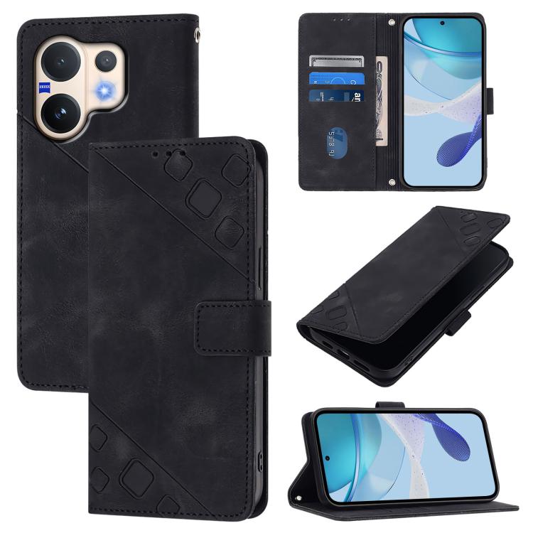 Skin Feel Embossed Leather Phone Case, For vivo V60 Lite 5G Global, For vivo Y400 5G Global, For vivo Y400 4G, For vivo V60 5G Global