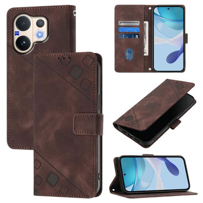 Skin Feel Embossed Leather Phone Case, For vivo V60 Lite 5G Global, For vivo Y400 5G Global, For vivo Y400 4G, For vivo V60 5G Global
