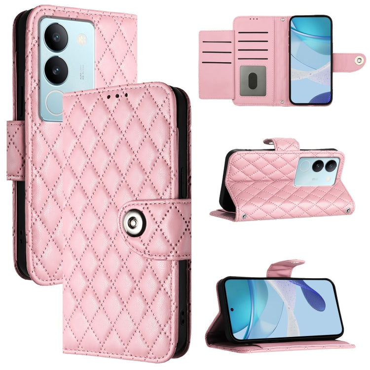 Rhombic Texture Flip Leather Phone Case with Lanyard, For vivo Y27 5G / Y27s, For vivo V29 / V29 Pro, For vivo Y17s 4G / Y17s 5G India, For vivo Y02A / Y02 / Y11 2023 / Y02t