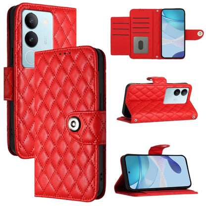 Rhombic Texture Flip Leather Phone Case with Lanyard, For vivo Y27 5G / Y27s, For vivo V29 / V29 Pro, For vivo Y17s 4G / Y17s 5G India, For vivo Y02A / Y02 / Y11 2023 / Y02t