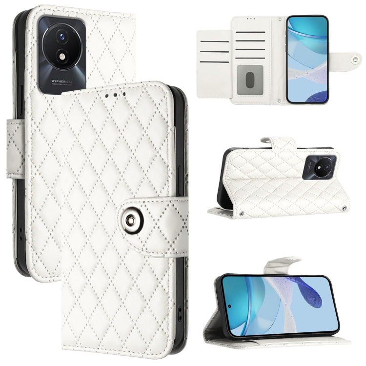 Rhombic Texture Flip Leather Phone Case with Lanyard, For vivo Y27 5G / Y27s, For vivo V29 / V29 Pro, For vivo Y17s 4G / Y17s 5G India, For vivo Y02A / Y02 / Y11 2023 / Y02t