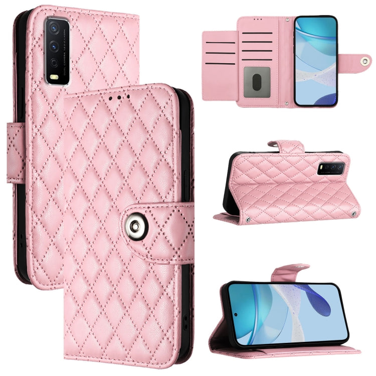 Rhombic Texture Flip Leather Phone Case with Lanyard, For vivo V30e, For vivo iQOO Z9x, For vivo Y20 / Y20i / Y20s / Y20a, For vivo iQOO U1x / Y11s / Y12s / Y12a