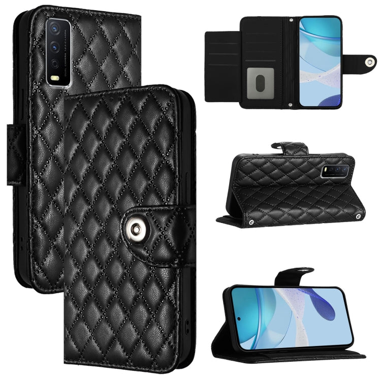 Rhombic Texture Flip Leather Phone Case with Lanyard, For vivo V30e, For vivo iQOO Z9x, For vivo Y20 / Y20i / Y20s / Y20a, For vivo iQOO U1x / Y11s / Y12s / Y12a