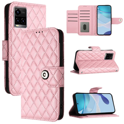 Rhombic Texture Flip Leather Phone Case with Lanyard, For vivo Y55s 2023 / Y55 5G / Y75 5G, For vivo T1 5G / iQOO U5e, For vivo Y30 5G / Y33e, For vivo Y33s 4G / Y21 2021 / Y21s