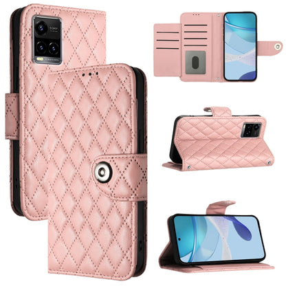 Rhombic Texture Flip Leather Phone Case with Lanyard, For vivo Y55s 2023 / Y55 5G / Y75 5G, For vivo T1 5G / iQOO U5e, For vivo Y30 5G / Y33e, For vivo Y33s 4G / Y21 2021 / Y21s
