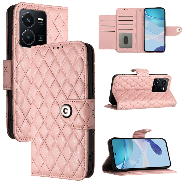 Rhombic Texture Flip Leather Phone Case with Lanyard, For vivo V27e / T2, For vivo Y72 5G / iQOO Z3 / Y52 5G, For vivo Y35 4G / Y22s / Y22, For vivo Y77 / Y77e