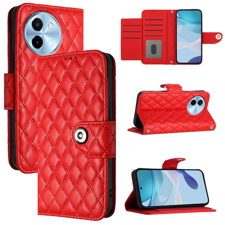 Rhombic Texture Flip Leather Phone Case with Lanyard, For vivo Y28 4G, For vivo X100s, For vivo Y03 / Y18, For vivo Y38 / Y200i / T3x