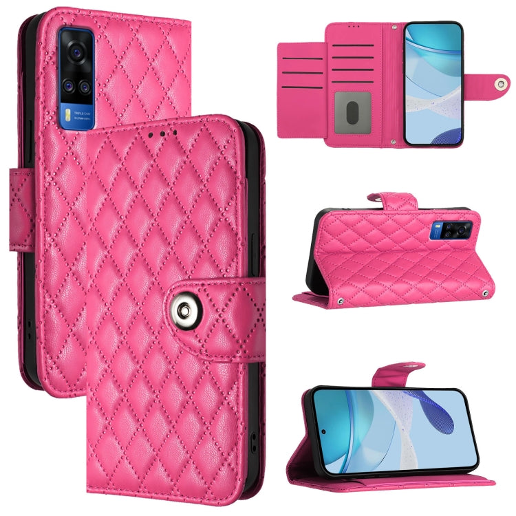 Rhombic Texture Flip Leather Phone Case with Lanyard, For vivo Y76 5G, For vivo Y51 2020 India / Y31 India, For vivo Y53s 5G / Y51a / Y33, For vivo Y52s 5G / iQOO U3