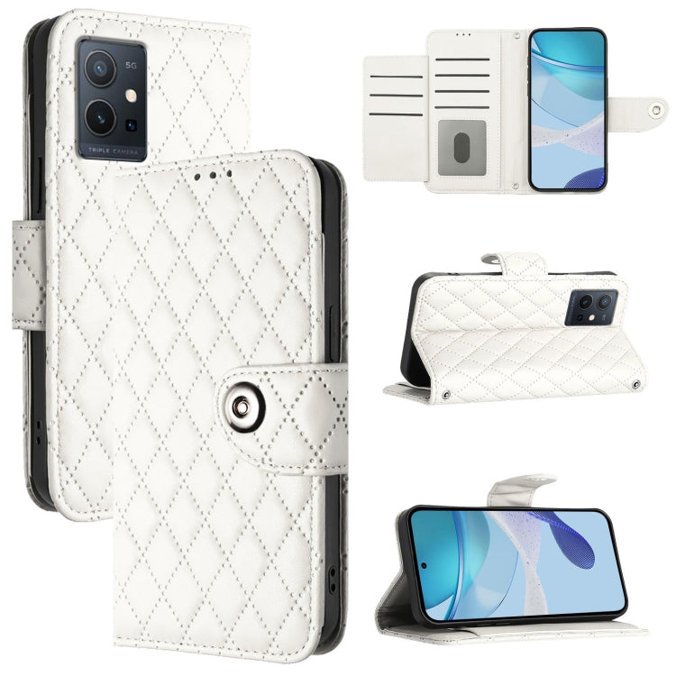 Rhombic Texture Flip Leather Phone Case with Lanyard, For vivo Y55s 2023 / Y55 5G / Y75 5G, For vivo T1 5G / iQOO U5e, For vivo Y30 5G / Y33e, For vivo Y33s 4G / Y21 2021 / Y21s