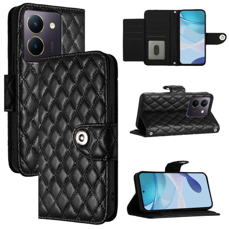Rhombic Texture Flip Leather Phone Case with Lanyard, For vivo Y27 5G / Y27s, For vivo V29 / V29 Pro, For vivo Y17s 4G / Y17s 5G India, For vivo Y02A / Y02 / Y11 2023 / Y02t