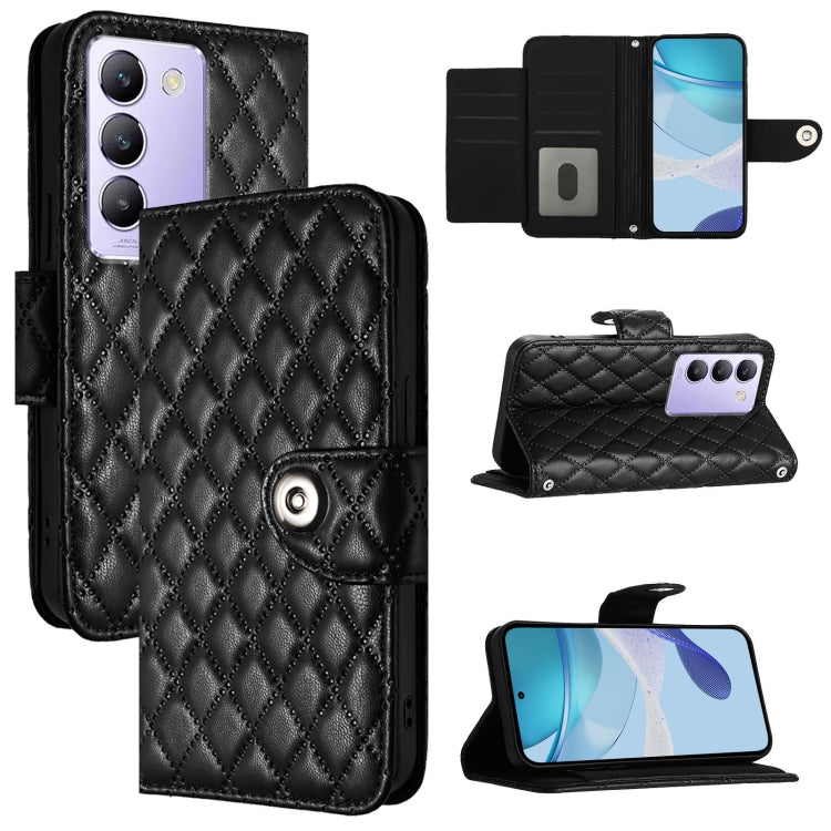 Rhombic Texture Flip Leather Phone Case with Lanyard, For vivo iQOO Z9 / Z9 Turbo, For vivo Y200e / Y100 IDN, For vivo T3 5G IDN / V40 SE, For vivo V30 / V30 Pro