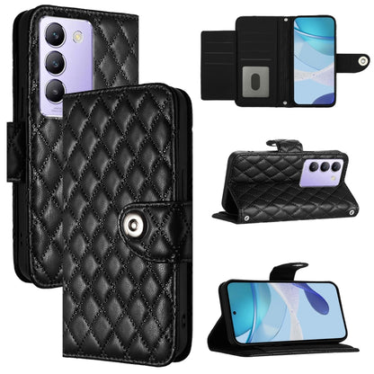 Rhombic Texture Flip Leather Phone Case with Lanyard, For vivo iQOO Z9 / Z9 Turbo, For vivo Y200e / Y100 IDN, For vivo T3 5G IDN / V40 SE, For vivo V30 / V30 Pro