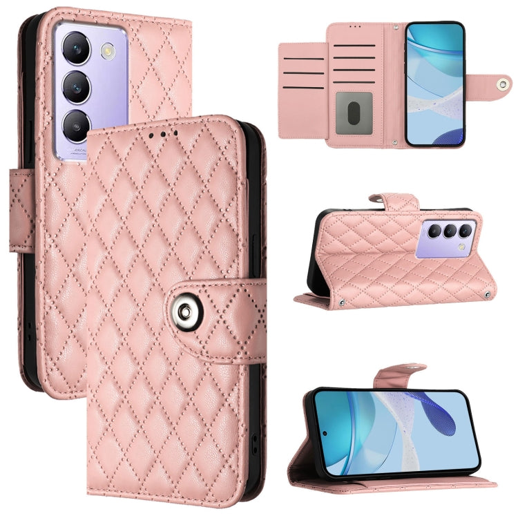 Rhombic Texture Flip Leather Phone Case with Lanyard, For vivo iQOO Z9 / Z9 Turbo, For vivo Y200e / Y100 IDN, For vivo T3 5G IDN / V40 SE, For vivo V30 / V30 Pro