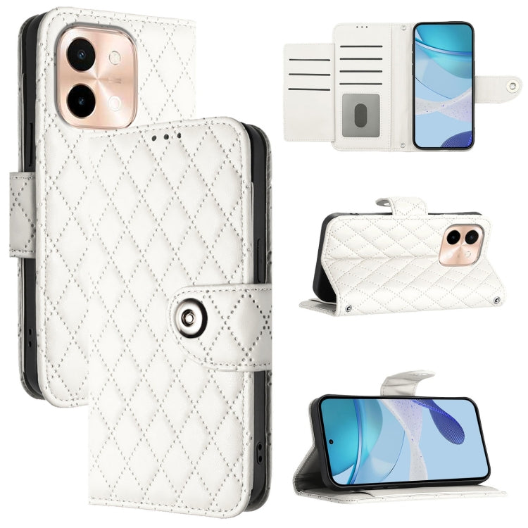 Rhombic Texture Flip Leather Phone Case with Lanyard, For vivo Y28 4G, For vivo X100s, For vivo Y03 / Y18, For vivo Y38 / Y200i / T3x