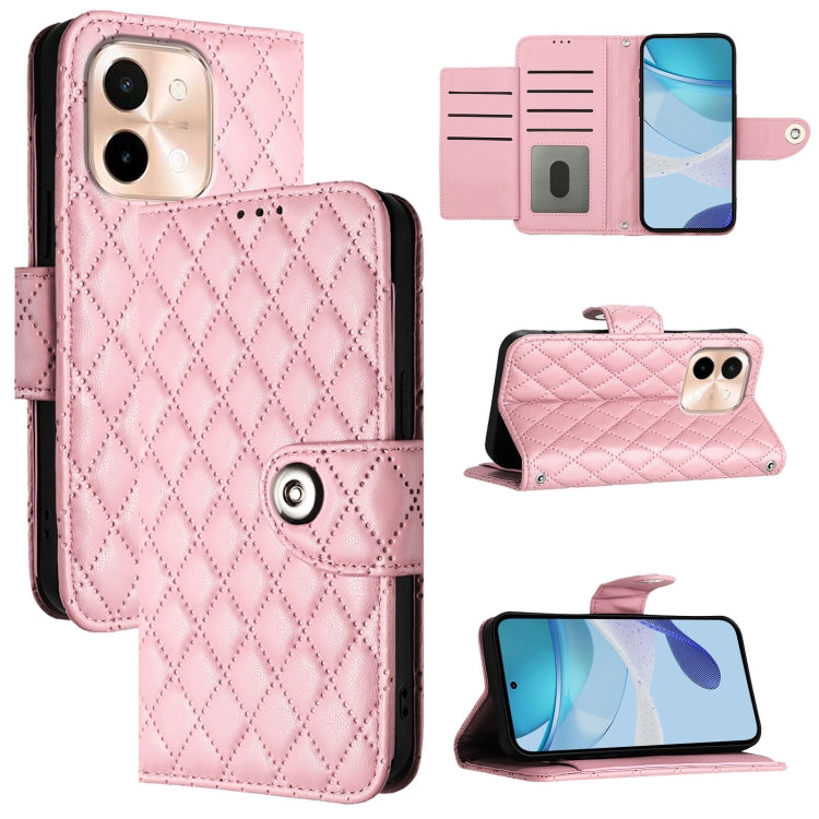 Rhombic Texture Flip Leather Phone Case with Lanyard, For vivo Y28 4G, For vivo X100s, For vivo Y03 / Y18, For vivo Y38 / Y200i / T3x