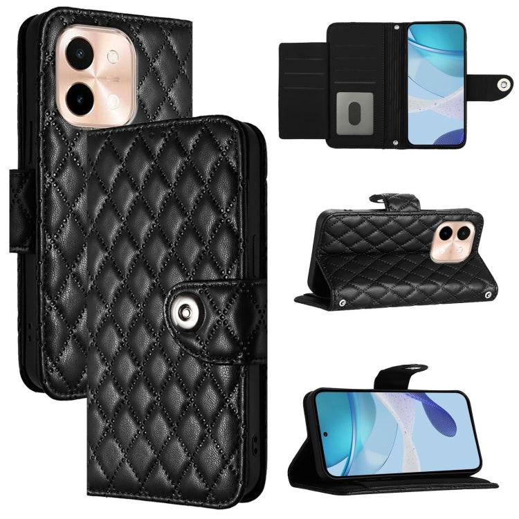 Rhombic Texture Flip Leather Phone Case with Lanyard, For vivo Y28 4G, For vivo X100s, For vivo Y03 / Y18, For vivo Y38 / Y200i / T3x