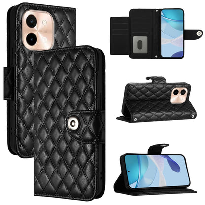 Rhombic Texture Flip Leather Phone Case with Lanyard, For vivo Y28 4G, For vivo X100s, For vivo Y03 / Y18, For vivo Y38 / Y200i / T3x