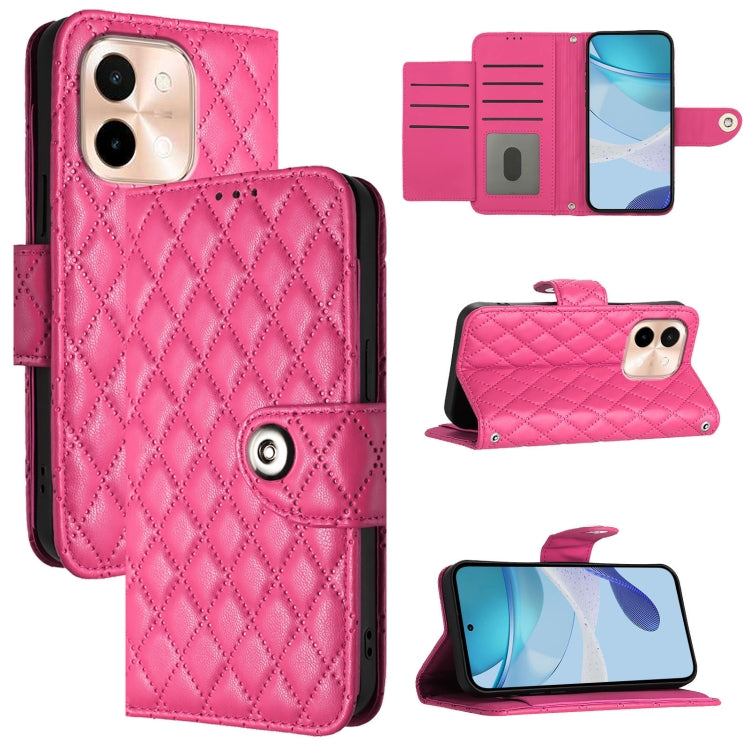 Rhombic Texture Flip Leather Phone Case with Lanyard, For vivo Y28 4G, For vivo X100s, For vivo Y03 / Y18, For vivo Y38 / Y200i / T3x
