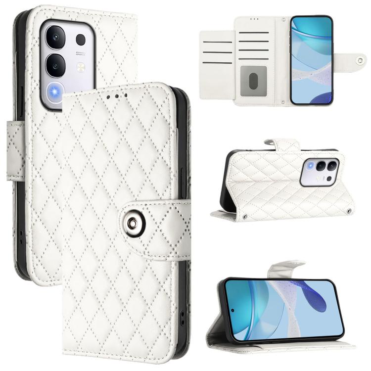 Rhombic Texture Flip Leather Phone Case with Lanyard, For vivo Y29S 5G / Y04 4G Global, For vivo Y29 4G Global, For vivo V50 5G Global, For vivo S20 5G