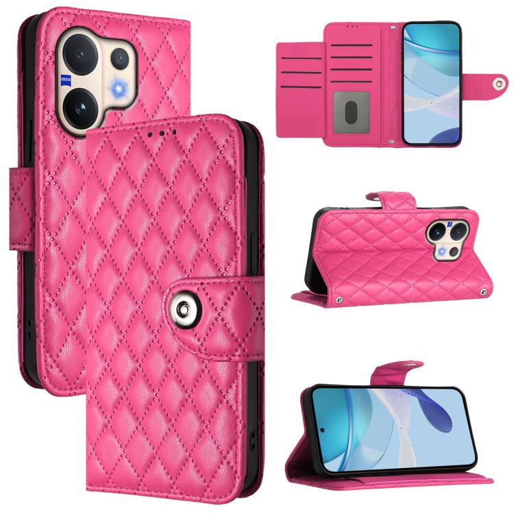 Rhombic Texture Flip Leather Phone Case with Lanyard, For vivo V60 Lite 5G Global, For vivo Y400 5G Global, For vivo Y400 4G, For vivo V60 5G Global