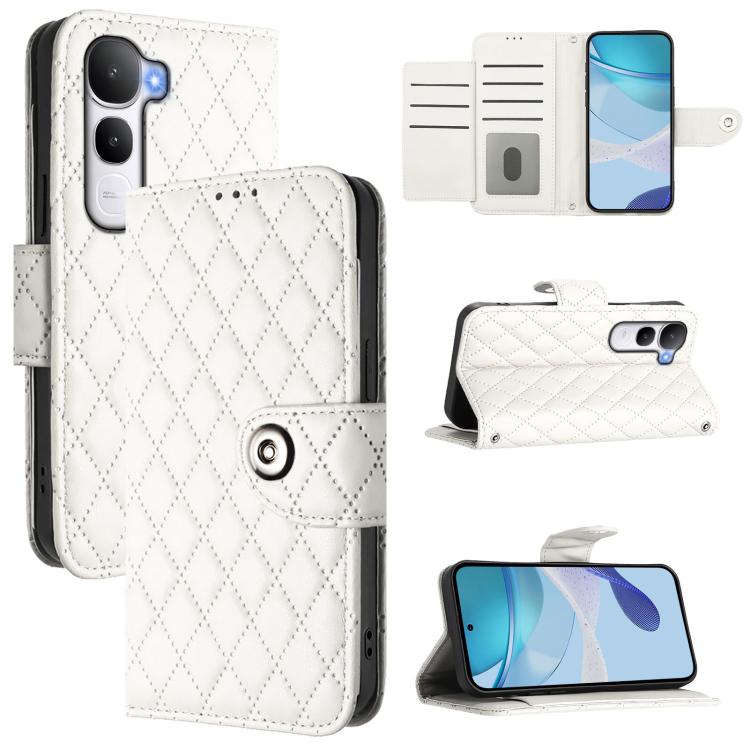 Rhombic Texture Flip Leather Phone Case with Lanyard, For vivo V60 Lite 5G Global, For vivo Y400 5G Global, For vivo Y400 4G, For vivo V60 5G Global