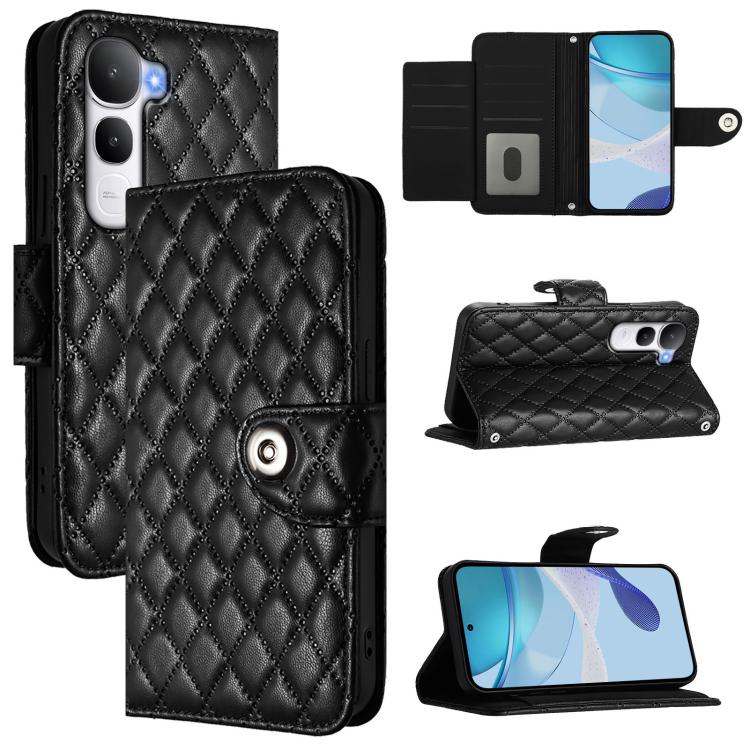 Rhombic Texture Flip Leather Phone Case with Lanyard, For vivo V60 Lite 5G Global, For vivo Y400 5G Global, For vivo Y400 4G, For vivo V60 5G Global