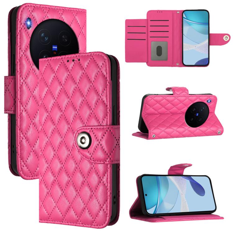 Rhombic Texture Flip Leather Phone Case with Lanyard, For vivo X300 Ultra 5G, For vivo X300 Pro, For vivo X300, For vivo Y31 5G Global