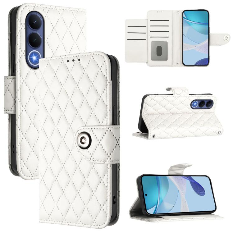 Rhombic Texture Flip Leather Phone Case with Lanyard, For vivo X300 FE 5G Russia / 5G Zeiss, For vivo X300s 5G, For vivo V70 FE 5G, For vivo Y21 5G 2026 Global / Y05 4G