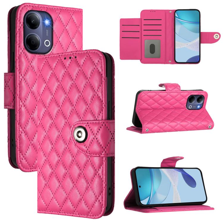 Rhombic Texture Flip Leather Phone Case with Lanyard, For vivo X300 FE 5G Russia / 5G Zeiss, For vivo X300s 5G, For vivo V70 FE 5G, For vivo Y21 5G 2026 Global / Y05 4G