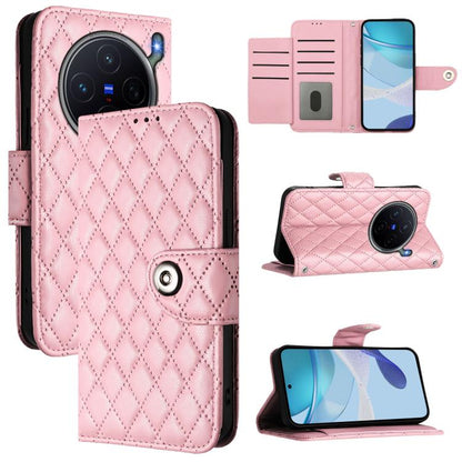 Rhombic Texture Flip Leather Phone Case with Lanyard, For vivo X300 FE 5G Russia / 5G Zeiss, For vivo X300s 5G, For vivo V70 FE 5G, For vivo Y21 5G 2026 Global / Y05 4G