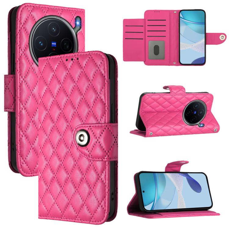 Rhombic Texture Flip Leather Phone Case with Lanyard, For vivo X300 FE 5G Russia / 5G Zeiss, For vivo X300s 5G, For vivo V70 FE 5G, For vivo Y21 5G 2026 Global / Y05 4G
