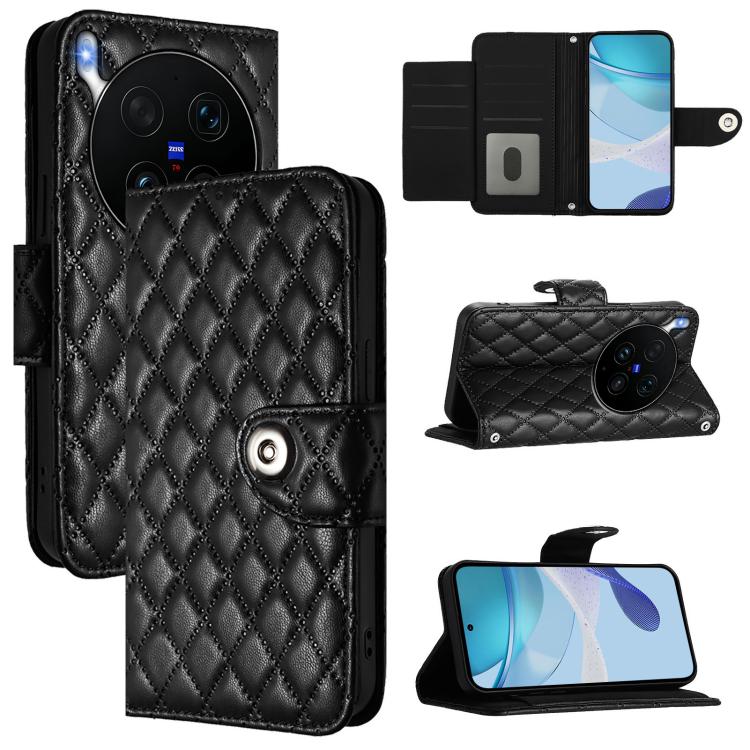 Rhombic Texture Flip Leather Phone Case with Lanyard, For vivo X300 Ultra 5G, For vivo X300 Pro, For vivo X300, For vivo Y31 5G Global