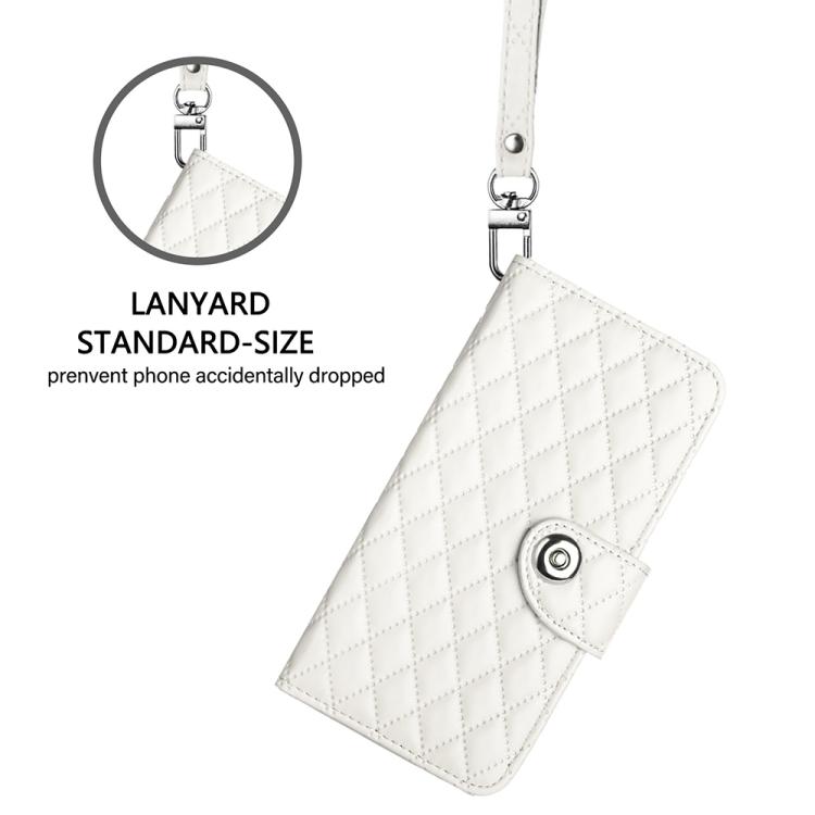 Rhombic Texture Flip Leather Phone Case with Lanyard, For vivo X300 FE 5G Russia / 5G Zeiss, For vivo X300s 5G, For vivo V70 FE 5G, For vivo Y21 5G 2026 Global / Y05 4G
