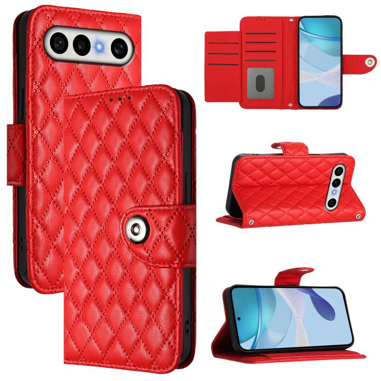 Rhombic Texture Flip Leather Phone Case with Lanyard, For vivo X300 FE 5G Russia / 5G Zeiss, For vivo X300s 5G, For vivo V70 FE 5G, For vivo Y21 5G 2026 Global / Y05 4G