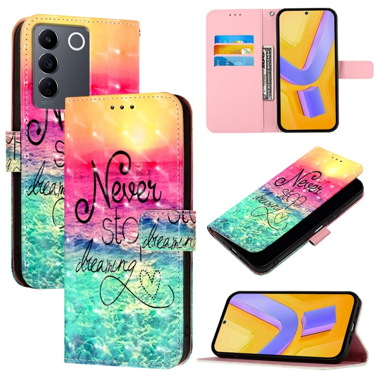 3D Painting Horizontal Flip Leather Phone Case, For vivo V27 Global / V27 Pro Global, For vivo V27e 4G Global / T2 4G Global, For vivo Y02s / Y16 / Y35 5G