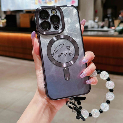 Dual-Love Feather Gradient Glitter Bracelets Magsafe TPU Phone Case, For iPhone 16 Pro Max, For iPhone 16 Pro, For iPhone 16 Plus, For iPhone 16 Apple Accessories engdua4692 iPhone 16 Pro Max - APEXEL INDIA - Mobile Lens - Mobile Camera Lens - Cellphone Accessories - Phone Lens - Smartphone Lens