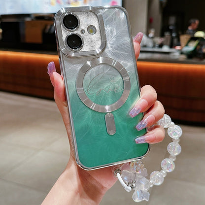 Dual-Love Feather Gradient Glitter Bracelets Magsafe TPU Phone Case, For iPhone 16 Pro Max, For iPhone 16 Pro, For iPhone 16 Plus, For iPhone 16 Apple Accessories engdua4692 iPhone 16 Pro Max - APEXEL INDIA - Mobile Lens - Mobile Camera Lens - Cellphone Accessories - Phone Lens - Smartphone Lens