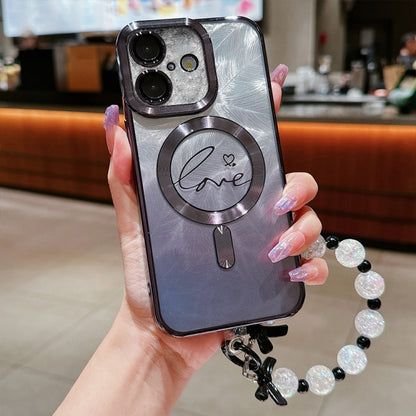 Dual-Love Feather Gradient Glitter Bracelets Magsafe TPU Phone Case, For iPhone 16 Pro Max, For iPhone 16 Pro, For iPhone 16 Plus, For iPhone 16 Apple Accessories engdua4692 iPhone 16 Pro Max - APEXEL INDIA - Mobile Lens - Mobile Camera Lens - Cellphone Accessories - Phone Lens - Smartphone Lens