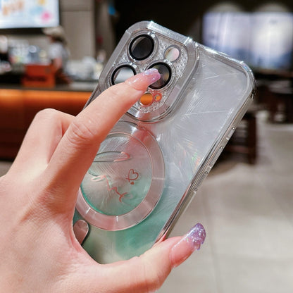 Dual-Love Feather Gradient Glitter Bracelets Magsafe TPU Phone Case, For iPhone 16 Pro Max, For iPhone 16 Pro, For iPhone 16 Plus, For iPhone 16 Apple Accessories engdua4692 iPhone 16 Pro Max - APEXEL INDIA - Mobile Lens - Mobile Camera Lens - Cellphone Accessories - Phone Lens - Smartphone Lens