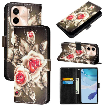 Colored Drawing Pattern Plain Weave Leather Phone Case, For vivo Y28 4G