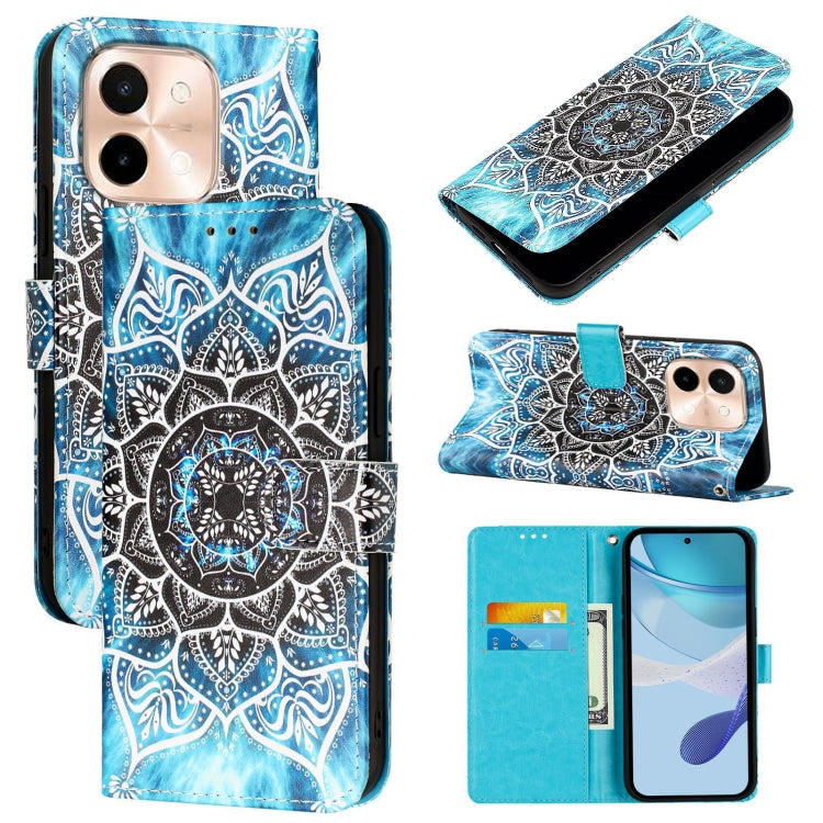 Colored Drawing Pattern Plain Weave Leather Phone Case, For vivo Y28 4G