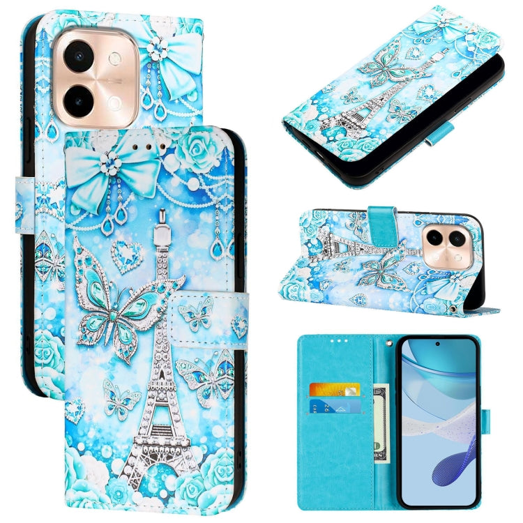 Colored Drawing Pattern Plain Weave Leather Phone Case, For vivo Y28 4G