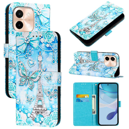 Colored Drawing Pattern Plain Weave Leather Phone Case, For vivo Y28 4G