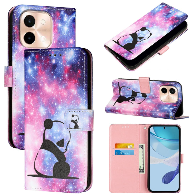 Colored Drawing Pattern Plain Weave Leather Phone Case, For vivo Y28 4G